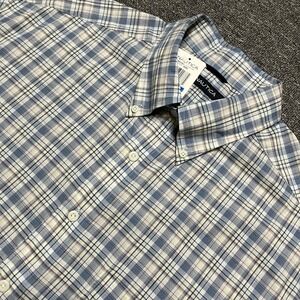 Nautica Mens Plaid Short Sleeve Button Down Shirt XL Tall Blue White Checkered